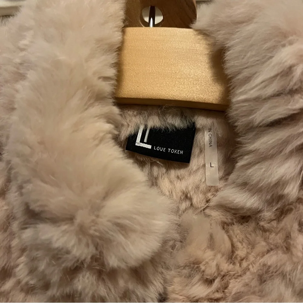 Love Token Blush Pink Rabbit Fur Jacket - Picture 6 of 8